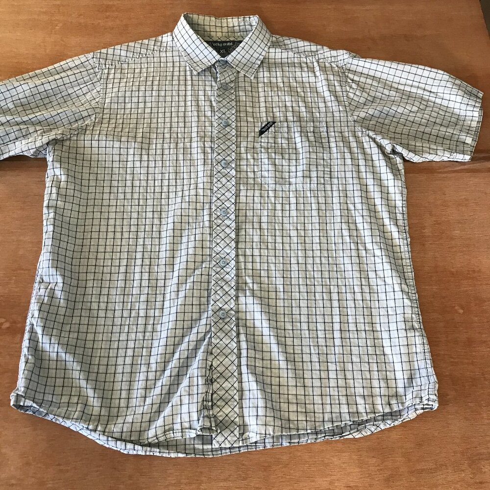 Echo Unltd Shirts Men XL Black Plaid Button Up Pocket Short Sleeve Collared